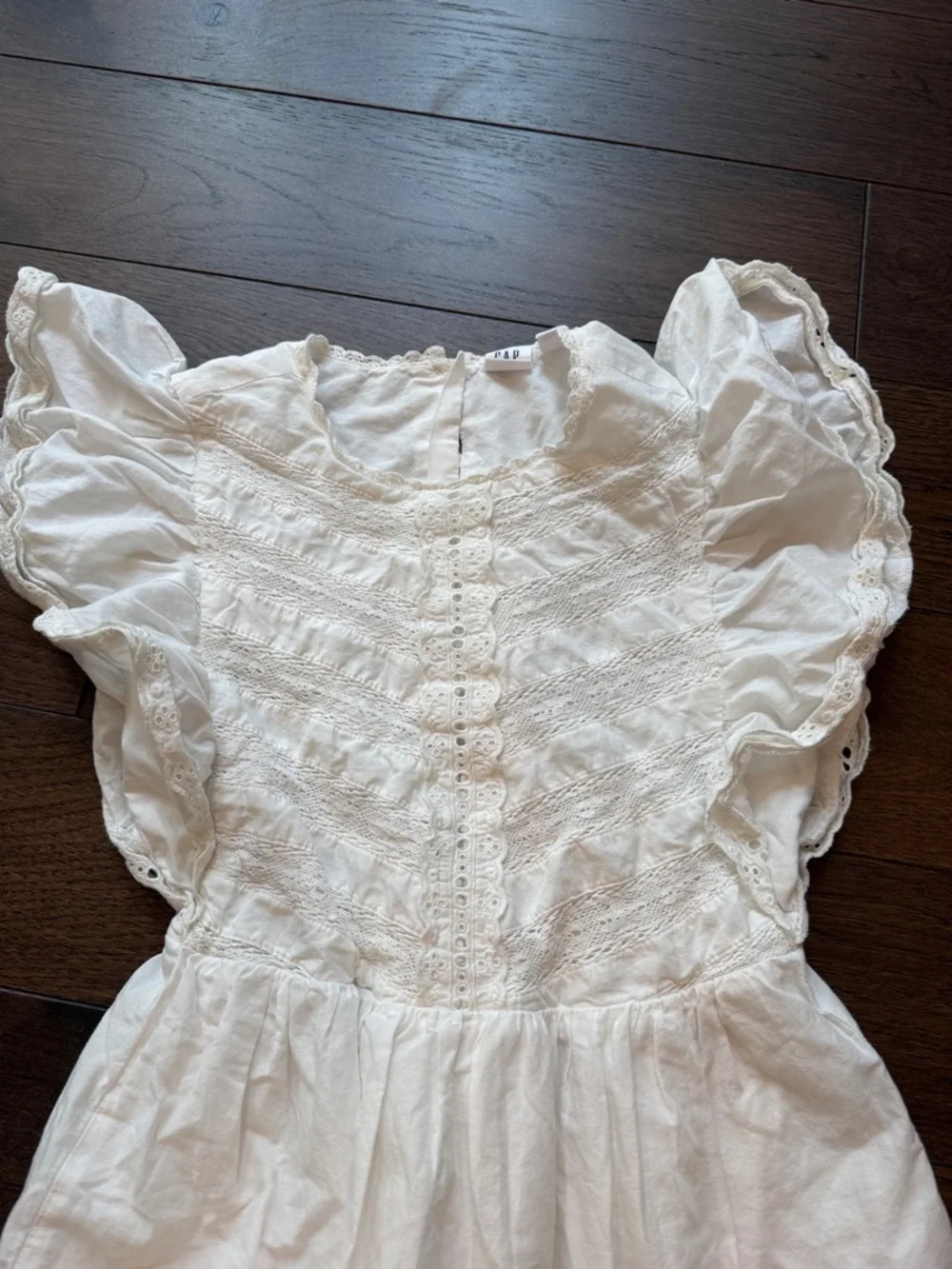Gap Kids Lace Tiered Ruffle Dress Large in New Off White - C42-013